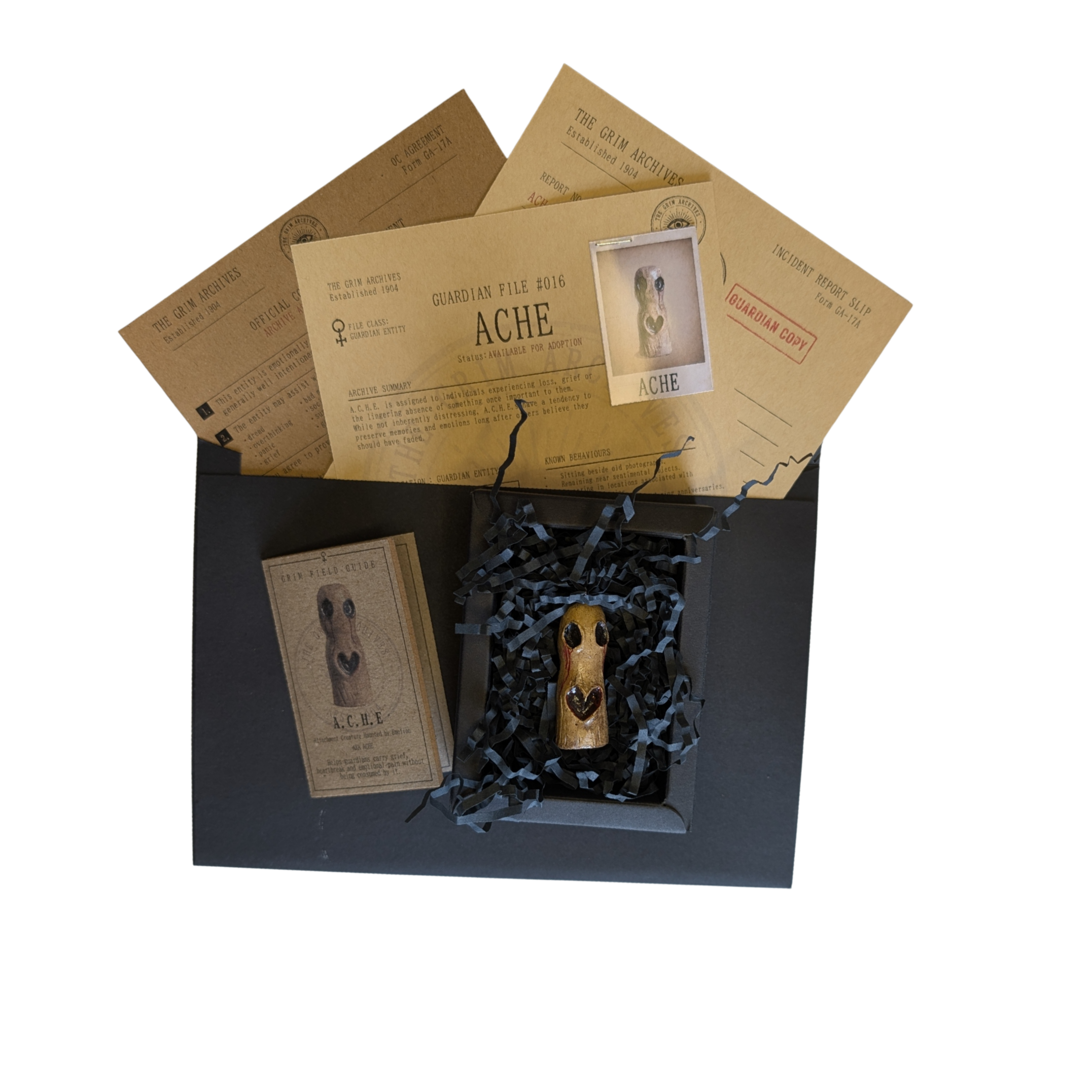 ACHE with its complete Grim Archives paperwork, conservation box and recorded effects