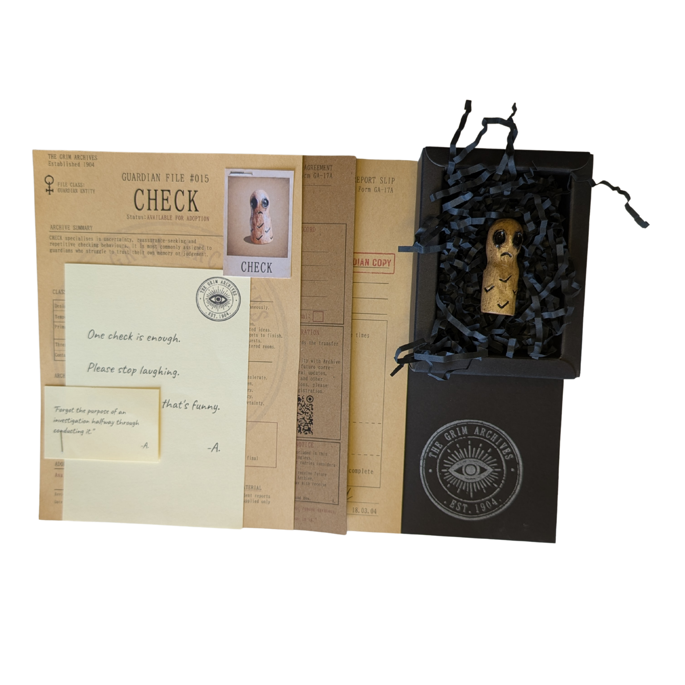 CHECK with its complete Grim Archives paperwork, conservation box and recorded effects