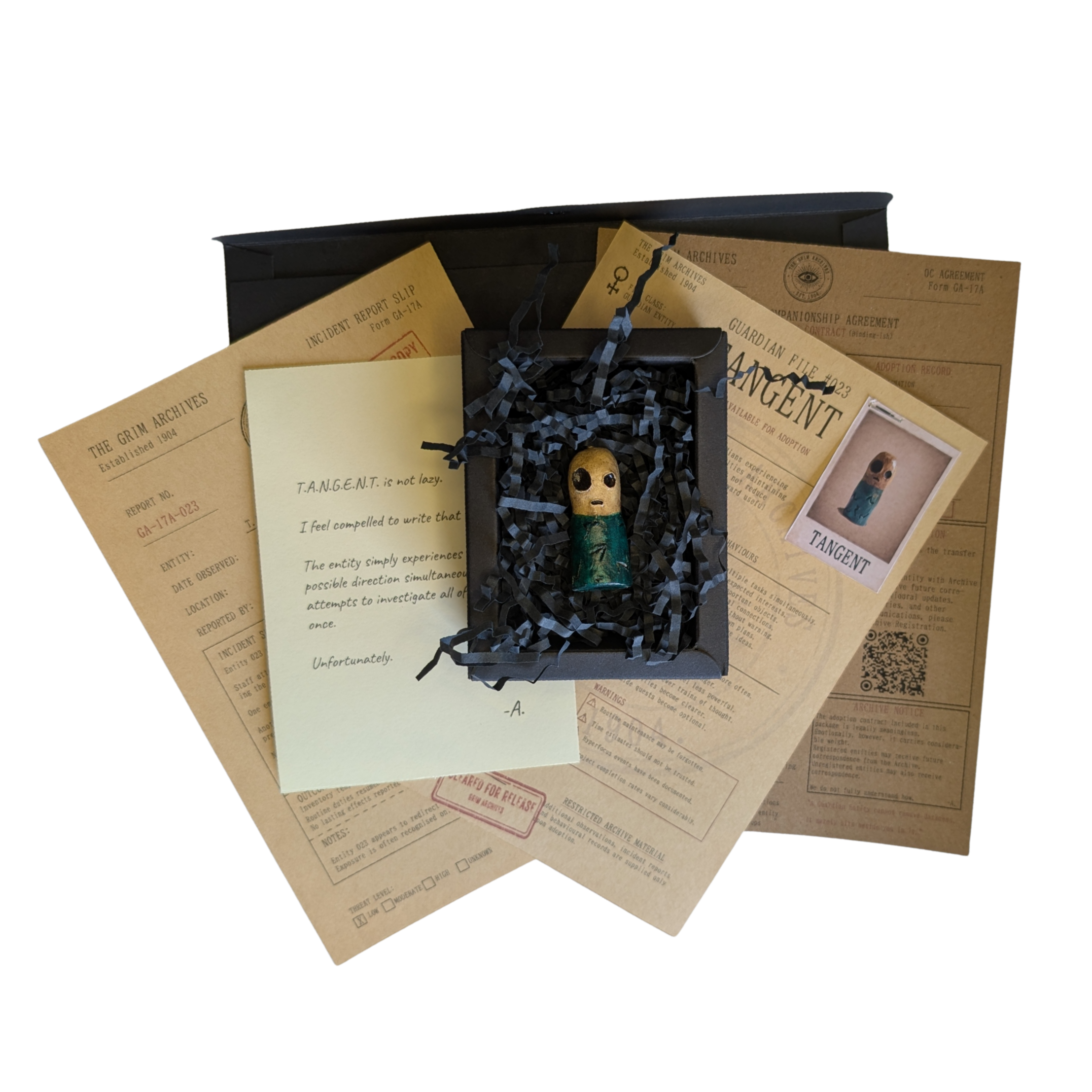 TANGENT with its complete Grim Archives paperwork, conservation box and recorded effects