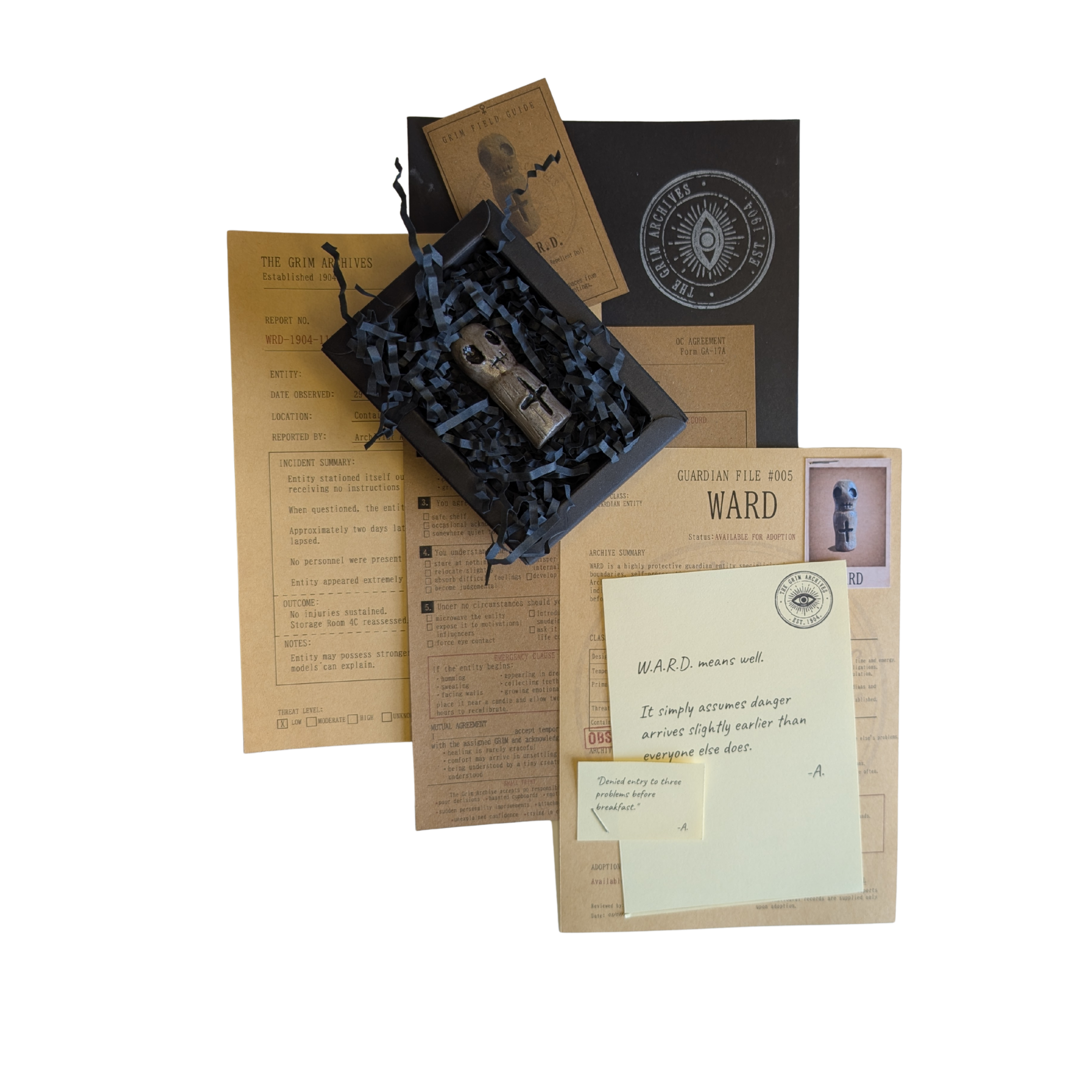 WARD with its complete Grim Archives paperwork, conservation box and recorded effects